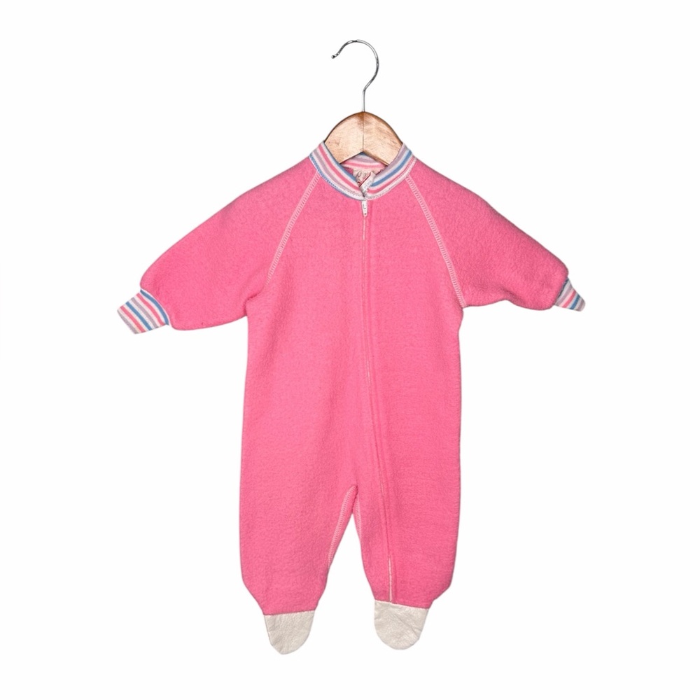 OBION Vintage 70s Baby Fleece Footsies - Pink